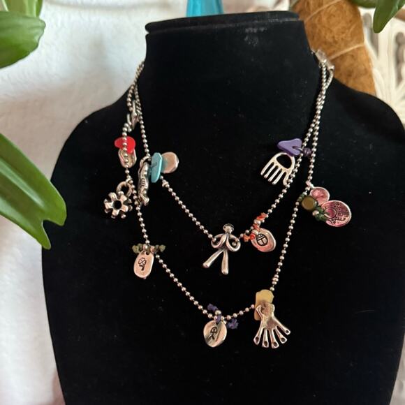 Uno de 50  Silver Multi Chain Charm Necklace - Picture 1 of 12